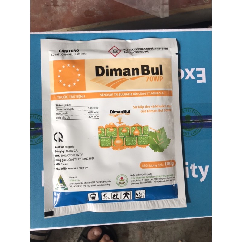 Thuốc trừ bệnh sương mai mốc sương chết nhanh xì mủ Diman Bul 70wp 100gr