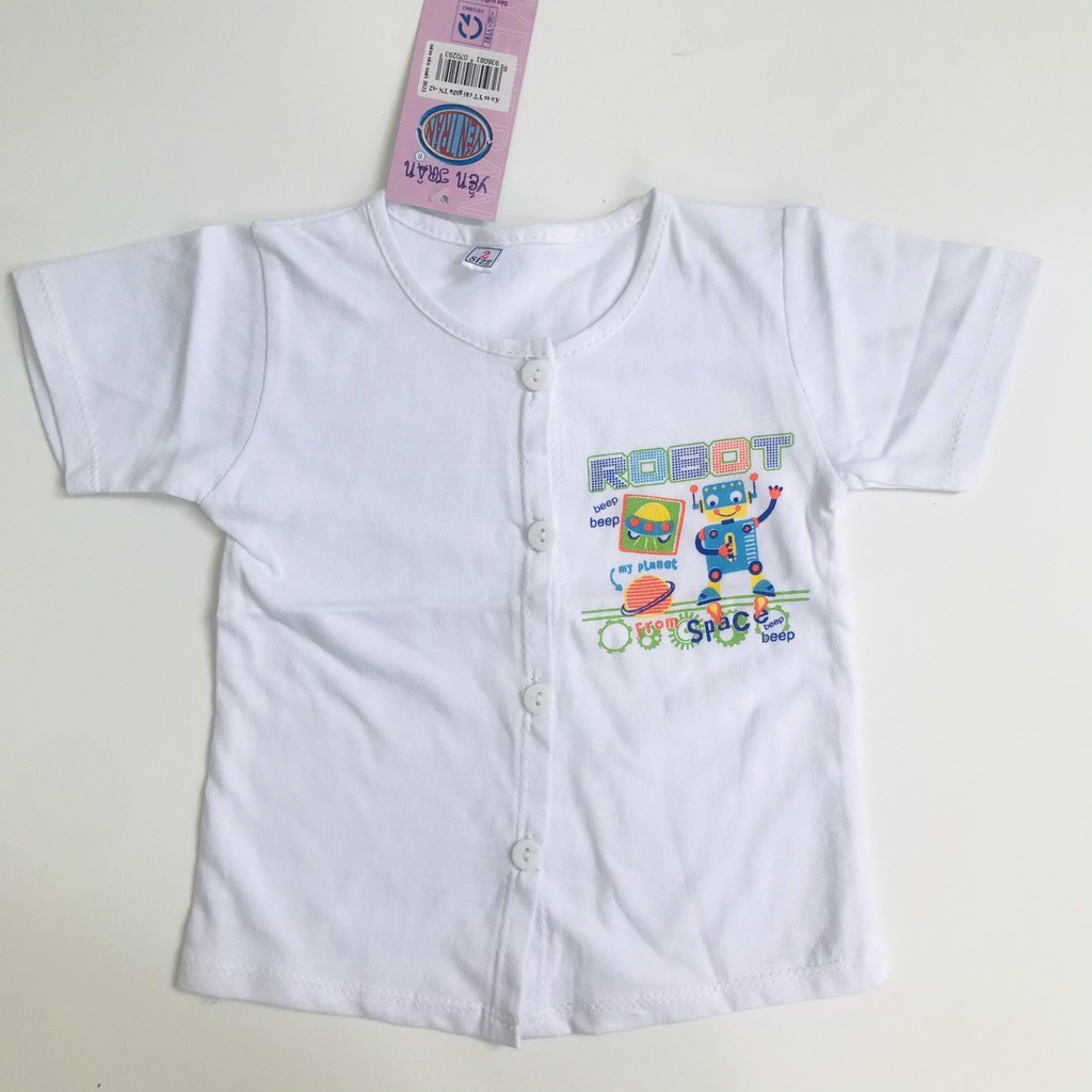 Set 5 áo sơ sinh tay ngắn trắng cài giữa cho bé