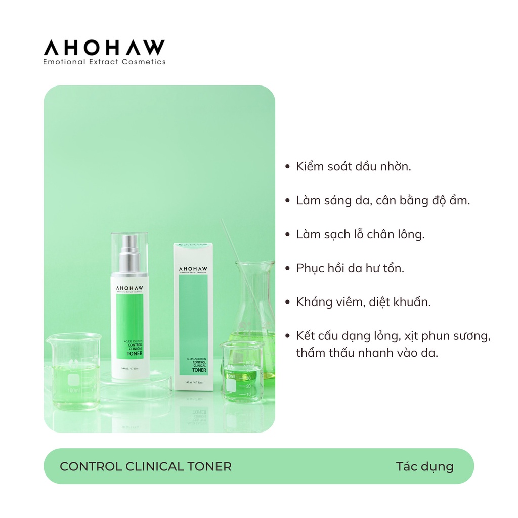 TONNER CÂN BẰNG KIỂM DẦU AHOHAW CONTROL CLINICAL TONER 140ML CHÍNH HÃNG - 11169