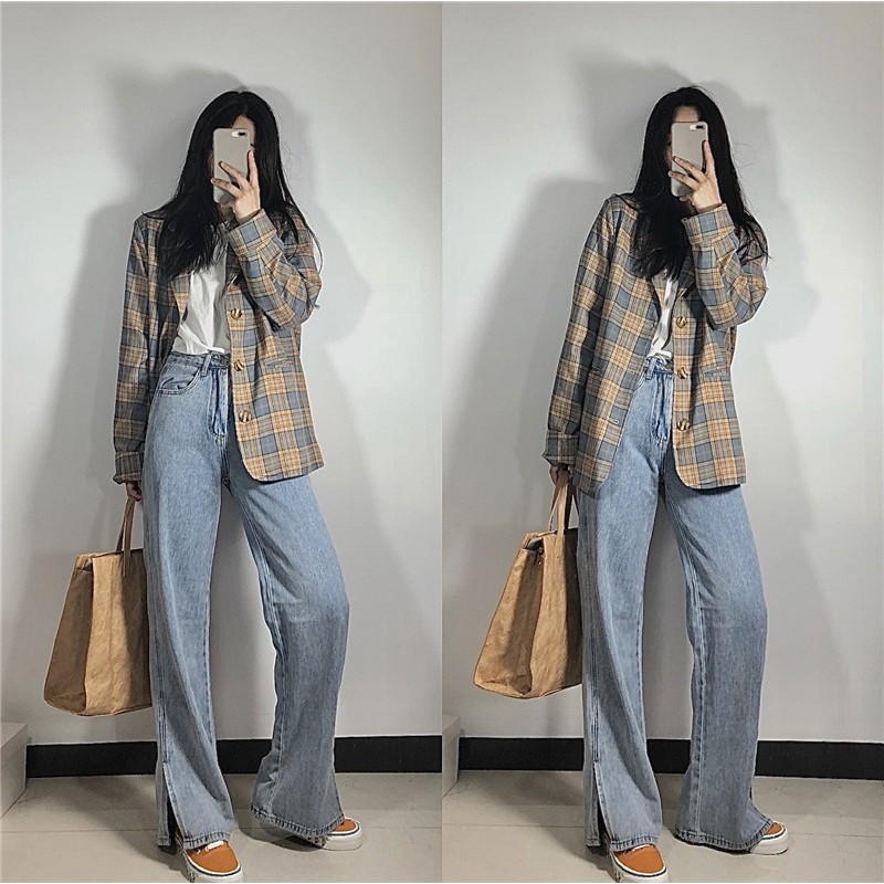 (Hàng Đẹp)Ảnh thật 4 hình cuối-2W357.Áo blazer xuân thu kẻ basic phong cách Hàn Quốc | BigBuy360 - bigbuy360.vn