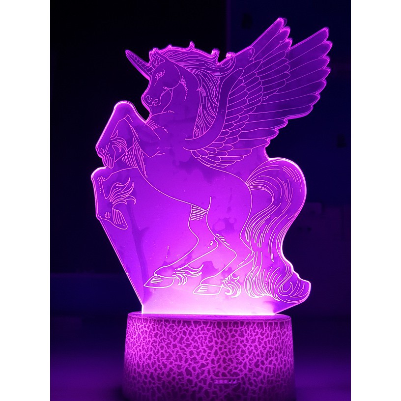 LED 3D cảm ứng 7 màu hình con ngựa