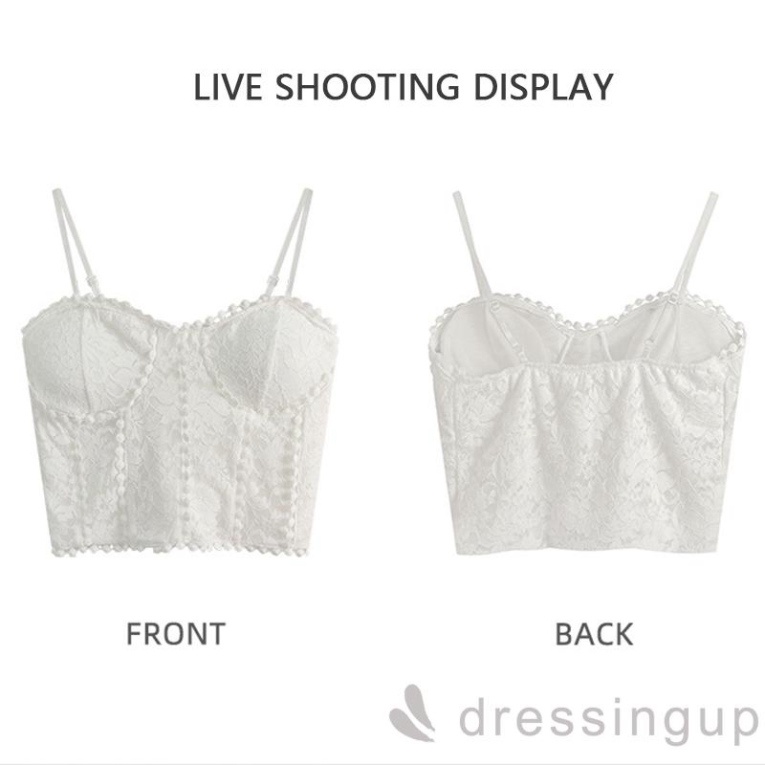 Áo Hai Dây Phối Ren Hoa Màu Trơn Có Đệm Ngực Tháo Rời Màu Đen/Trắng Thời Trang Mùa Hè Cho Nữ nội y xanh chất cực đẹp, sa