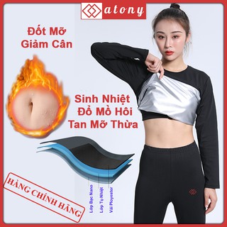 Áo Sinh Nhiệt Giảm Cân ATONY Cao Cấp- Áo Phông Dài Tay Giúp Giảm Mỡ, Đổ Mồ Hôi, Tập Yoga, Gym