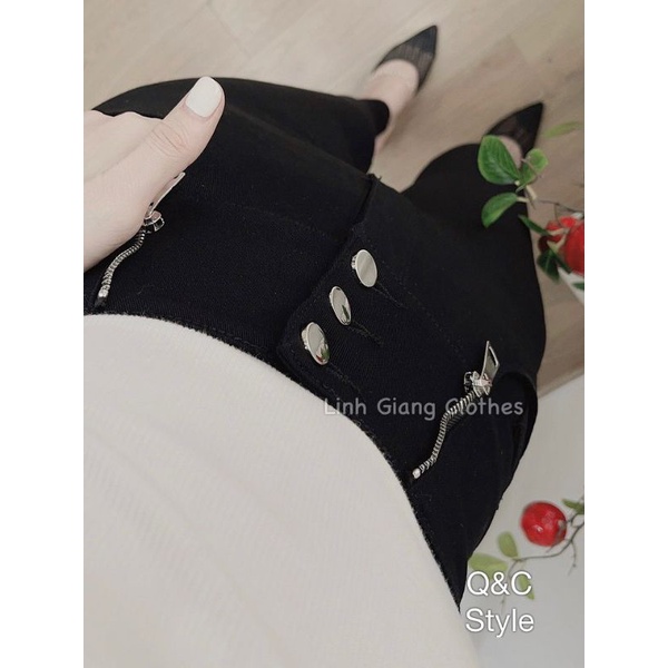 Quần cạp cao có giãn vải skinny dày dặn