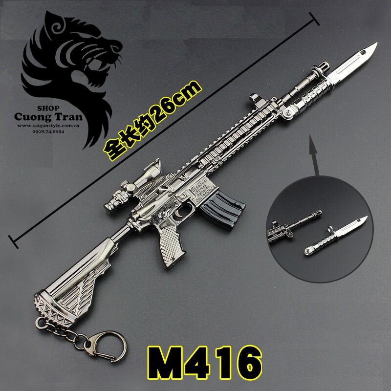 [HOT- Mua 1 cây lớn tặng 1 cây nhỏ] - Móc khóa mô hình Game PUBG - M416 - 26cm (Tặng kèm giá đỡ)