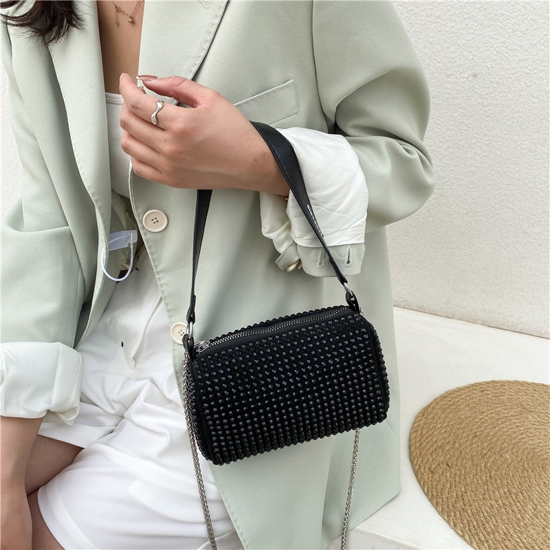 Túi xách nữ BB đính đá thời trang có dây xích đeo chéo