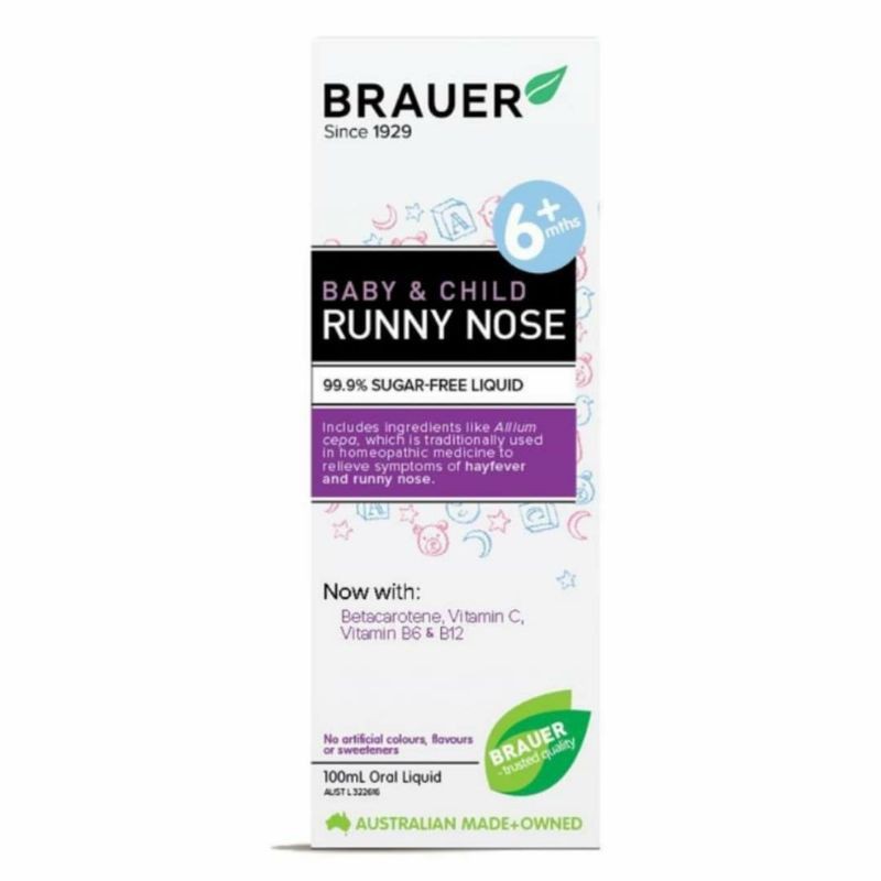 Siro hỗ trợ trị sổ mũi Runny Nose Brauer cho bé 6 tháng trở lên chai 100ml