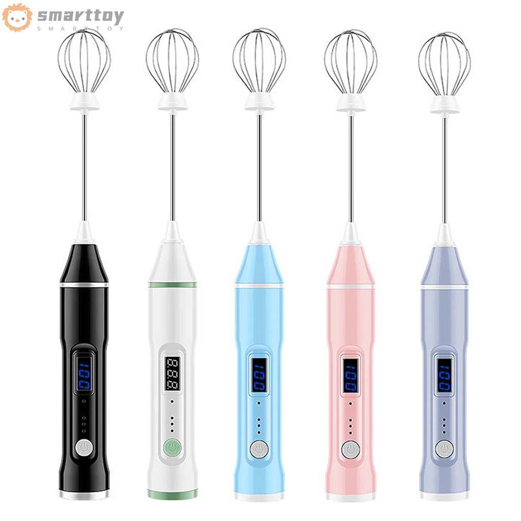 USB Hand Blender Mini Handheld Mixer with 2 x Whisk Egg Beater with LCD Display 3 Levels Adjustable for Kitchen Cooking