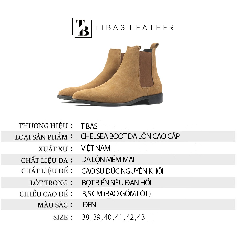 Chelsea Boots Da Lộn Mềm Mại Cao Cấp Màu Vàng Sang Trọng Bảo Hành 12 Tháng TIBAS