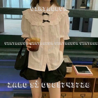 Áo sơ mi viền bèo công sở ngắn tay vintagevn