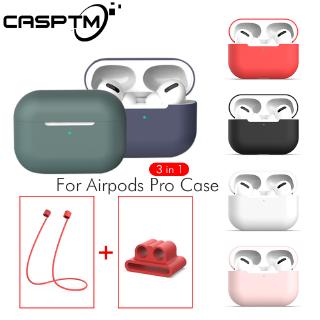 Set vỏ silicone bảo vệ và dây gắn chống thất lạc cho hộp sạc tai nghe không dây AirPods Pro