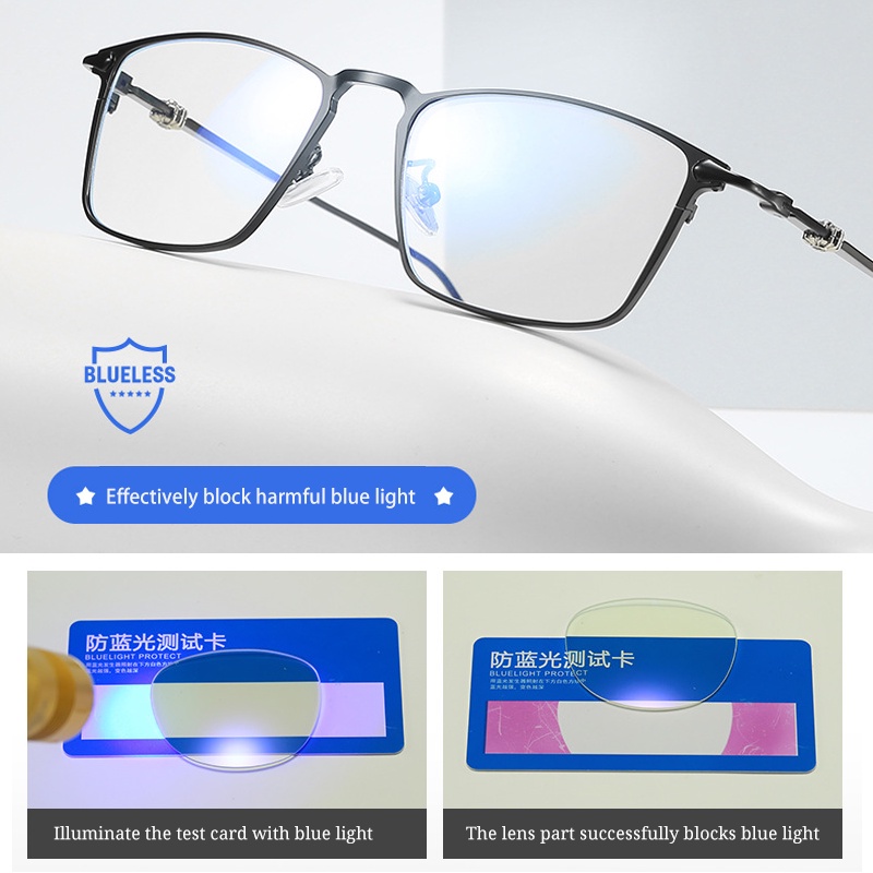 Mắt Kính Gọng Vuông Bằng Kim Loại Chống Bức Xạ Phong Cách Retro Cho Nam