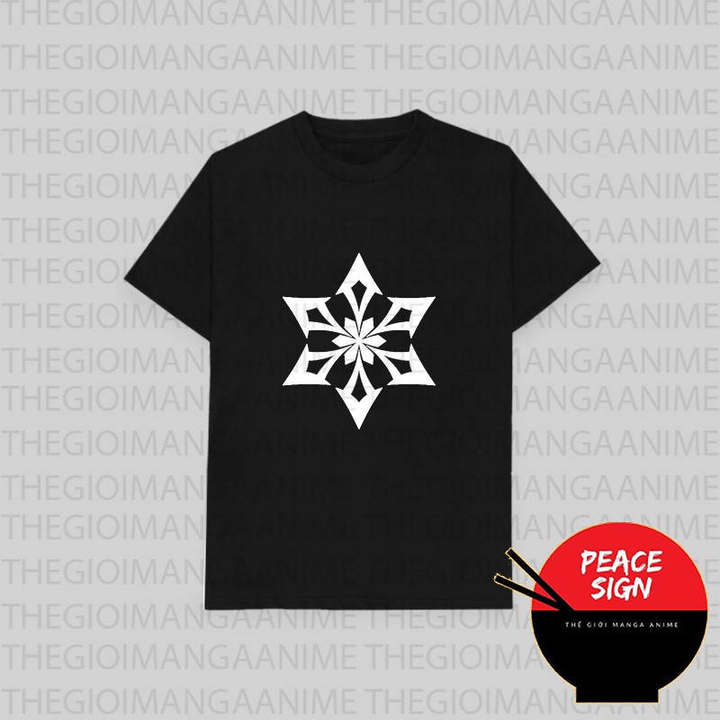 Áo thun phông đen in hình Phù Hiệu Nguyên Tố Genshin Impact game chibi M2