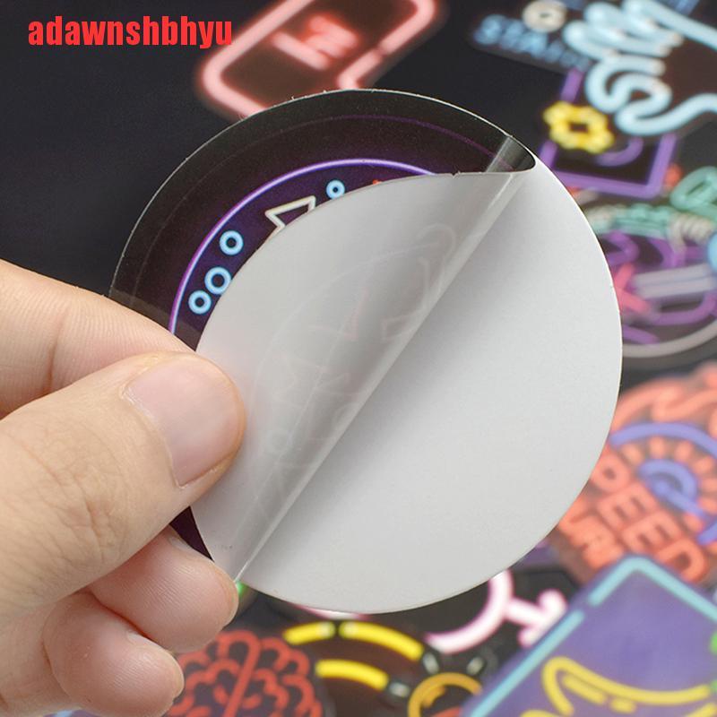50 nhãn dán màu neon dễ thương dùng trang trí vali / laptop / guitar