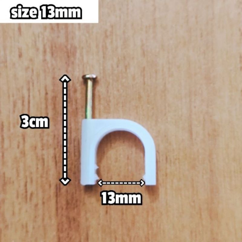 [60 cái] Túi 10 bịch móc đóng dây điện 13mm, 1 bịch có 6 cái