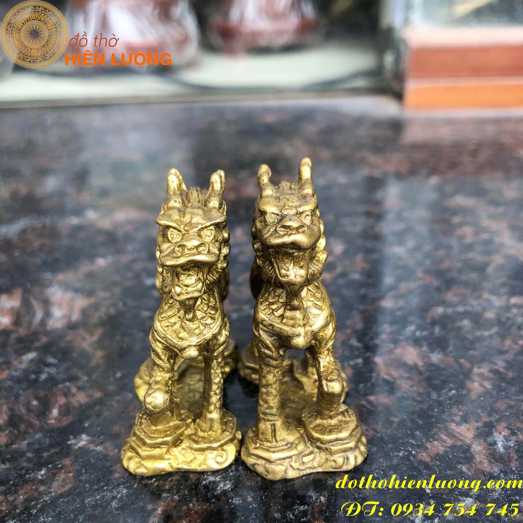 Cặp Kì Lân Bằng Đồng Cỡ Nhỏ Cao 5cm  - Kỳ Lân Bằng Đồng - Đồ Phong Thủy