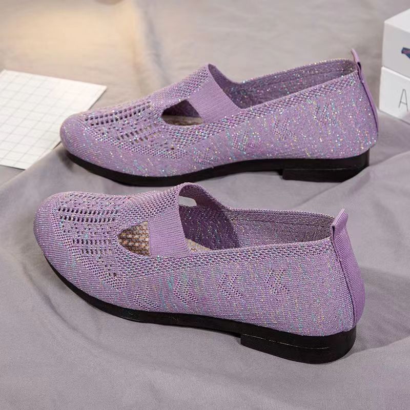 Giày Vải Dệt Phối Lưới Thoáng Khí Phong Cách Bắc Kinh Cổ Điển Thiết Kế Mới Cho Người Lớn Tuổi