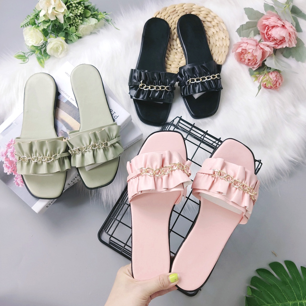 Dép lê nhúng bèo dây xích đế bệt xinh rẻ đẹp hot trend mùa hè nhẹ nhàng