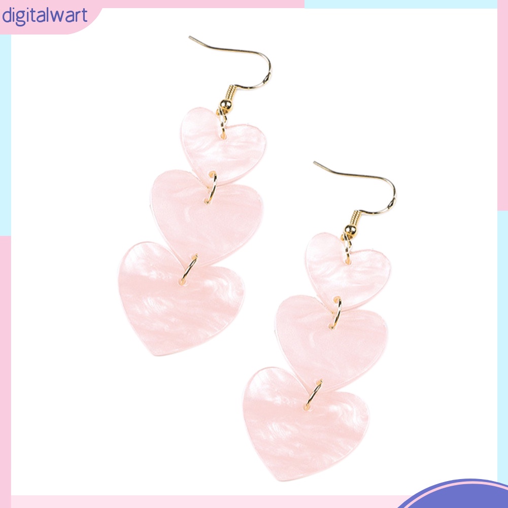 Khuyên móc tai lủng lẳng dài hình trái tim tình yêu ngọt ngào