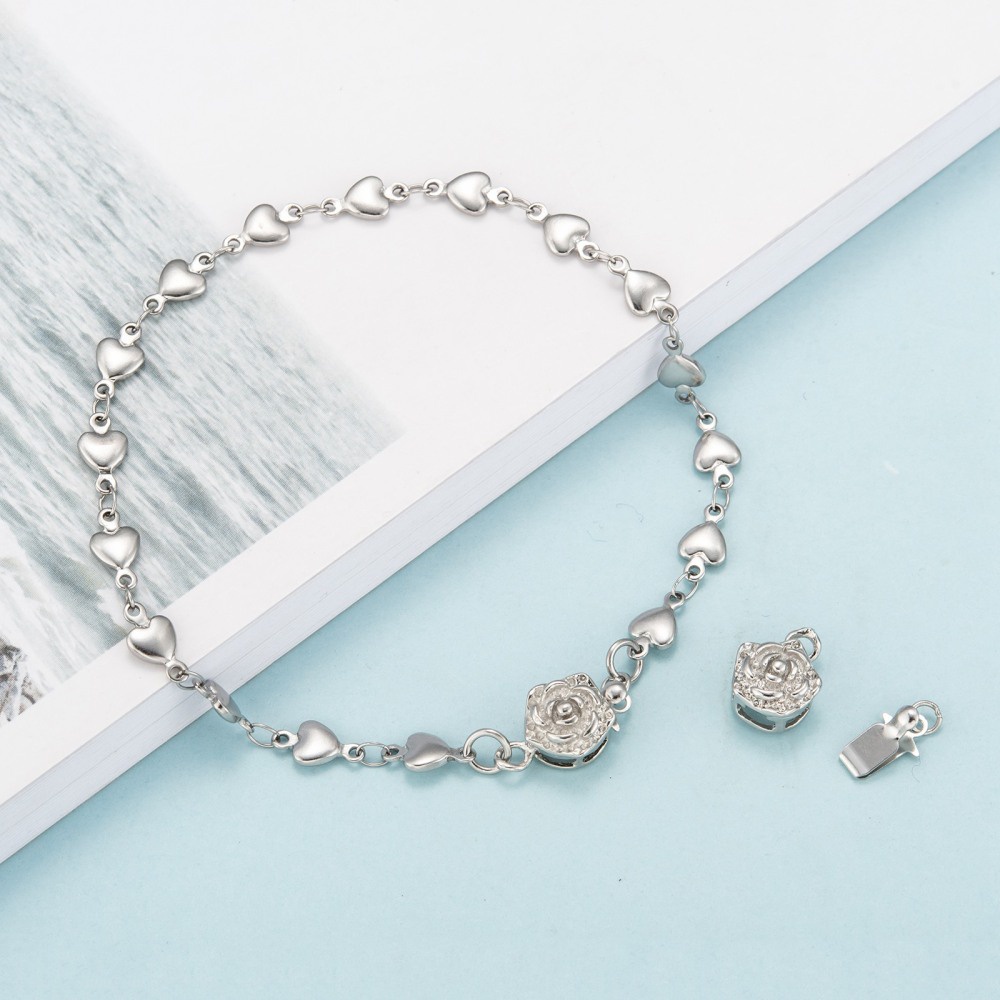 Set 5 chốt khóa hình hoa bằng đồng mạ bạch kim   10x15mm lỗ 1~2mm