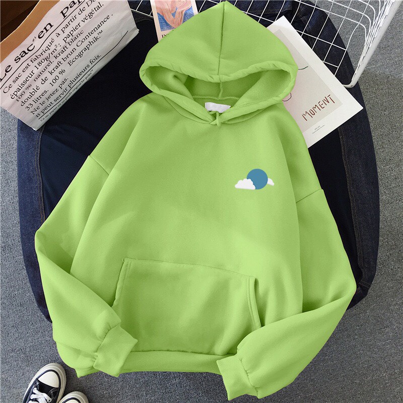 Áo Hoodie From Rộng Unisex In Hình Đám Mây Xinh Xắn , Vải Nỉ Mềm Mại Phong Cách HOT TREND BB HOODIE