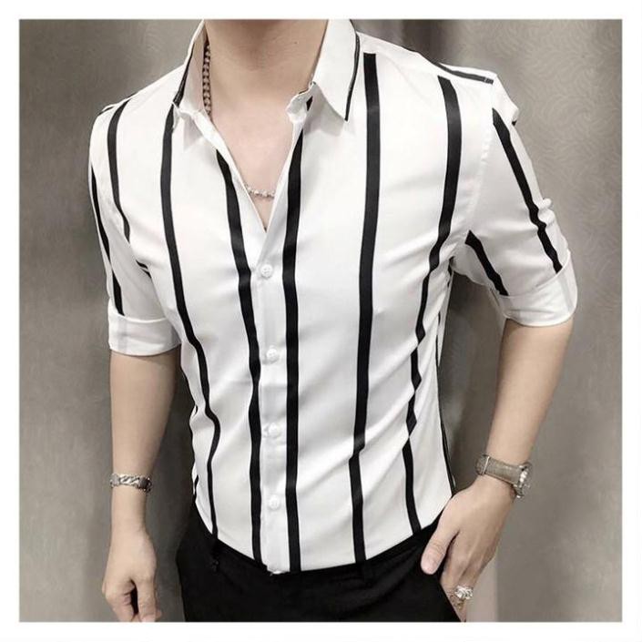 Áo sơ mi - Áo sơ mi nam kẻ đẹp -  Kiểu dáng slimfit ôm vừa vặn trẻ trung, phong cách, chất vải lụa mềm mịn, mặc thích | BigBuy360 - bigbuy360.vn