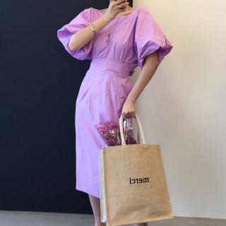 Đầm Nữ Tay Phồng Nhấn Eo Thời Trang