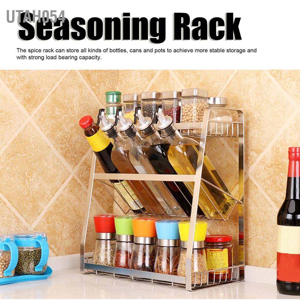 Giá Đỡ Gia Vị Bằng Thép Không Gỉ 3 Tầng Sắp Xếp Gọn Gàng Cho Nhà Bếp