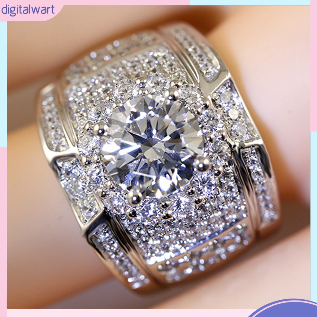 Nhẫn mạ bạc đính đá kim cương thời trang cho nam