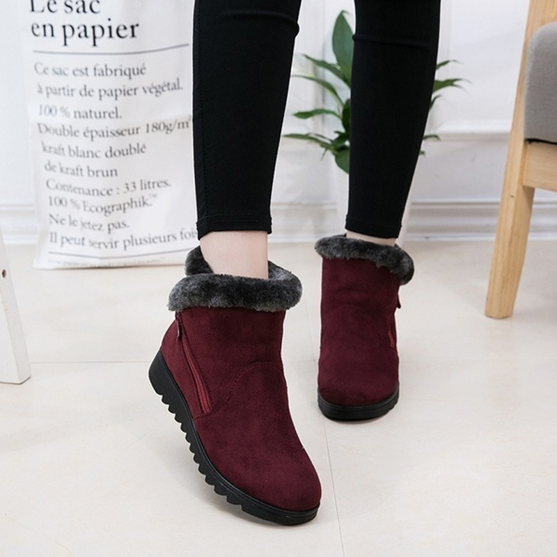 Casual Winter Mother Shoes Women'S Ankle Boots Fashion Flat Warm Boots