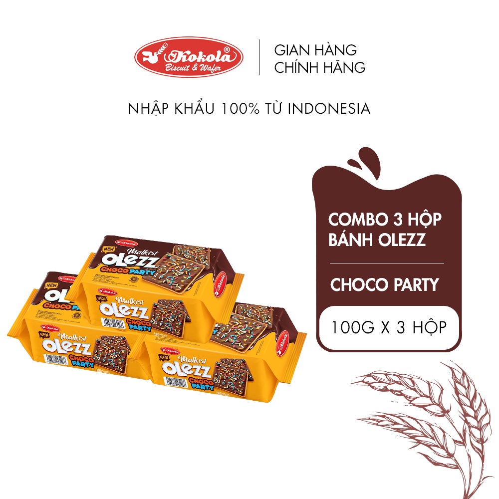 Combo 3 Bánh Olezz Choco Party gói 100g Combo 3 Bánh Olezz Cheese Choco gói 100g