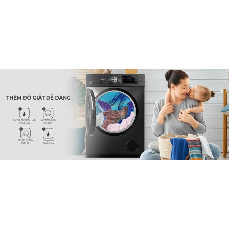 Máy giặt cửa ngang Casper 8.5Kg WF-85I140BGB / 9.5kg WF-95I140BGB Xuất xứ Thái Lan