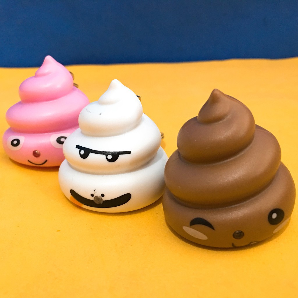💩💩💩 Móc khóa phát sáng đèn Led hình cục Shit nhiều màu ngộ nghĩnh-Móc khoá phát sáng hình cục cứt dễ thương.