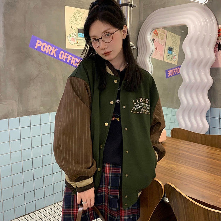 Áo Khoác Bomber Jacket Varsity Chất Đẹp Có Ảnh Thật - Áo Bomber Nam Nữ Hót Trend Màu Vintage