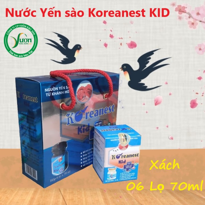 Nước yến sào Koreanest (Xách 06 lọ 70ml) - Lựa chọn ( KID , DINH DƯỠNG , KID CAO LỚN)