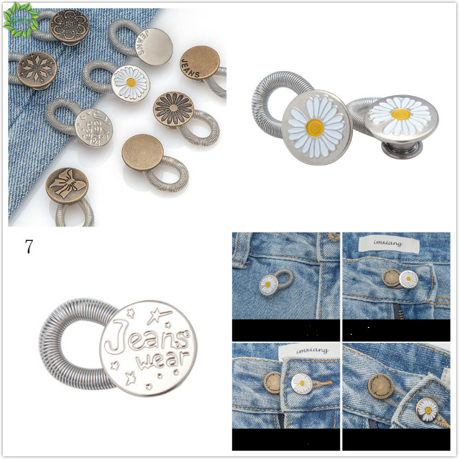 Nút kim loại gắn quàn dùng để thu nhỏ eo hình hoa cúc phụ kiện thắt lưng nữ