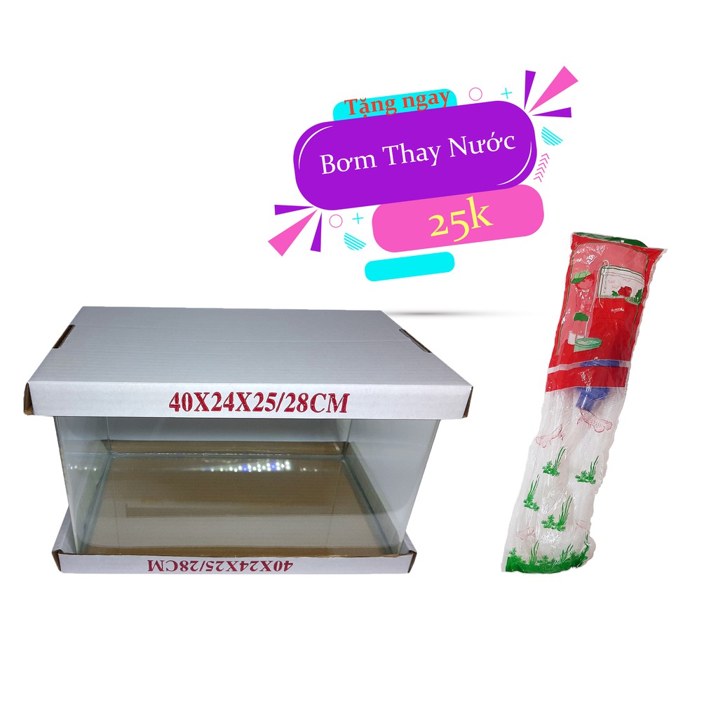 Bể cá mini kính đúc 40x24x25 cm, hồ cá cảnh thủy sinh để bàn