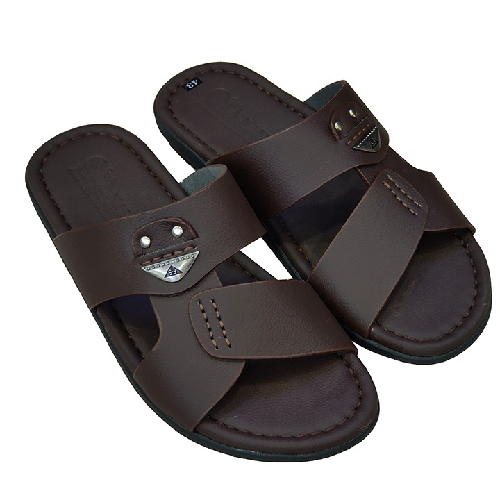 Dép nam quai ngang TiTi ĐÔ da bò thật cao cấp DN2076a