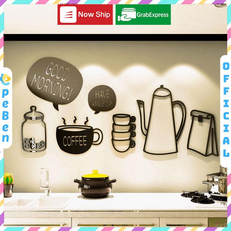 Tranh dán tường mica 3d decor khổ lớn phong cách hiện đại trang trí nhà bếp, quán ăn, trà sữa Nhiều Size - EPeBen