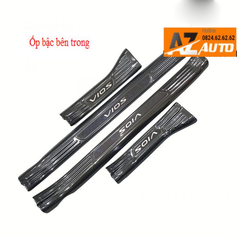 Ốp bậc cửa , Nẹp Bước Chân Toyota Vios 2019 - 2022 Trong, Ngoài Hàng carbon