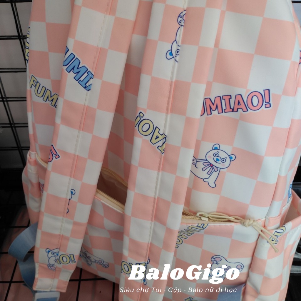 Ba lô caro đi học đi chơi vải chống thấm nước siêu cute FUMIAO ( không móc khóa) G229 - BaloGigo