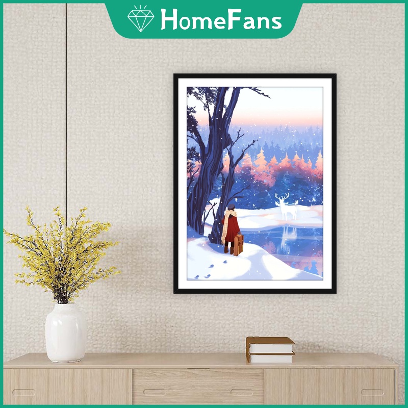 Bộ Tranh Đính Đá 5D Tự Làm 30x40cm/40x50cm Hình Phong Cảnh Mùa Mưa Trang Trí Nhà Cửa