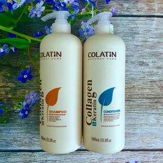 Bộ dầu gội xả dưỡng chất tơ tằm Collagen COLATIN Shampoo & Conditioner 1000ml- Cặp