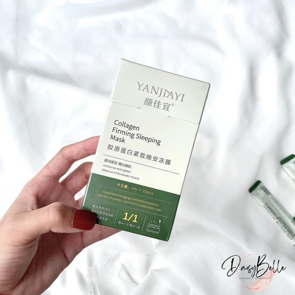 Hộp 20 gói mặt nạ ngủ COLLAGEN YANJIAYI dạng thạch giúp nâng cơ căng bóng cấp ẩm dưỡng trắng da hiệu quảv