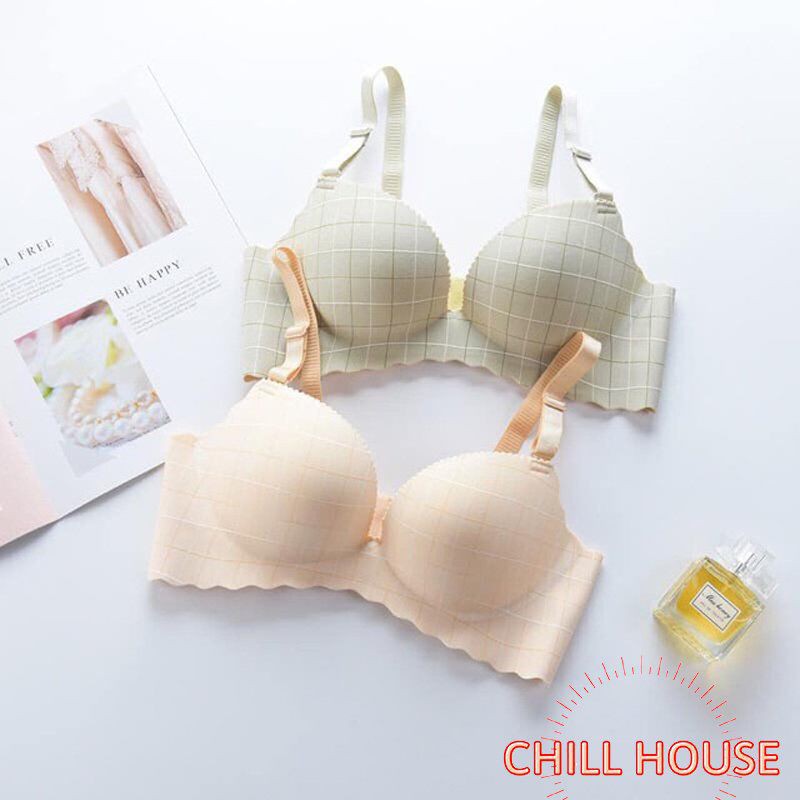 Áo lót su trơn họa tiết ô vuông thông hơi NÂNG NGỰC bàn tay, ko gọng ASK01 - CHILL HOUSE