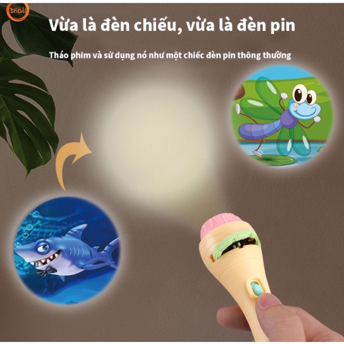 PVN31308 Đèn pin chiếu hình cho bé(Luôn sẵn) 24 hình động vật ngộ nghĩnh, đồ chơi trí tuệ cho trẻ vui chơi khám phá T888