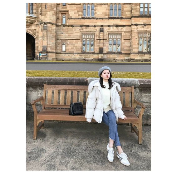 ÁO PHAO NỮ MŨ LÔNG THÂN NGẮN TAY VIỀN GÂN