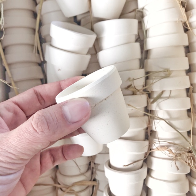Chậu Đất Nung Mini Trắng 5X5Cm - Trồng Sen Đá Vỉ