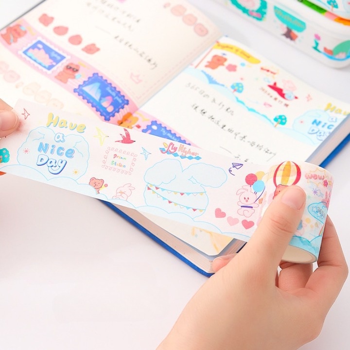 Hình dán cute sticker anime Băng keo Washi trang trí đồ dùng cá nhân DIY Crafts, Scrapbook, Journal, Diary, Planner