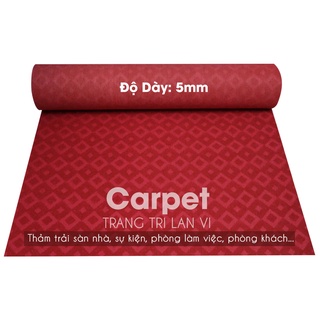 Thảm nỉ trải sàn, thảm decor phòng màu đỏ hoạ tiết bông trải phòng khách, hội nghị dày 5mm khổ 2m